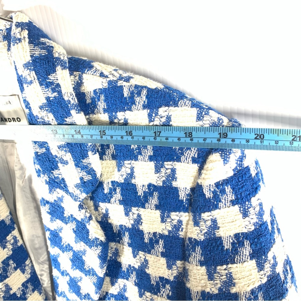 SANDRO FLORIANE SINGLE-BREASTED HOUNDSTOOTH
COTTON-BLEND WOMENS BLAZER IN BLUE - Picture 7 of 16